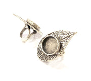 Silver Ring Setting Blank Resin Ring Cabochon Base inlay Ring Mounting Adjustable Ring Base Bezel (18mm)Antique Silver Plated Brass G11087