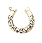 Horseshoe Pendant Silver Pendant Antique Silver Plated Metal (50x47mm) G15421