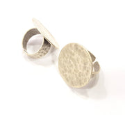 Silver Ring Setting Blank Resin Ring Cabochon Base inlay Ring Mounting Adjustable Ring Base Bezel (25mm)Antique Silver Plated Brass G11102