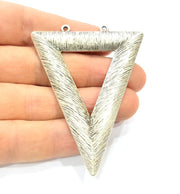 Large Triangle Pendant Silver Pendant Antique Silver Plated Metal (75x57mm) G11103