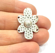 2 Silver Charms Connector Antique Silver Plated Metal (31x21mm) G11107