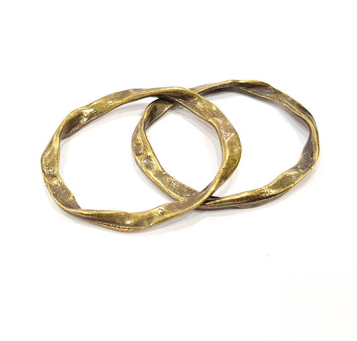 2 Curved Circle Connector Antique Bronze Connector Antique Bronze Plated Metal  (50x44mm) G11120