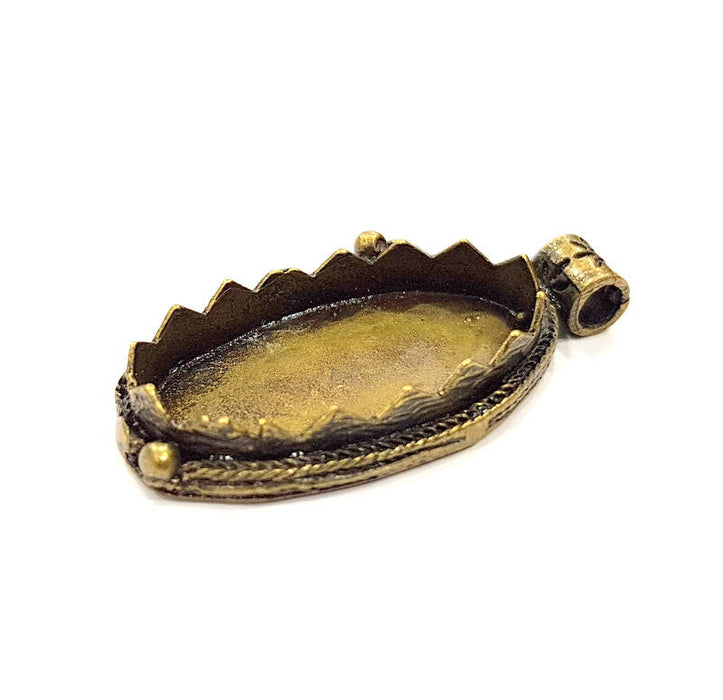 Pendant Blank Antique Bronze inlay Blank Mosaic Blank Resin Bezel Base Setting Mountings Antique Bronze Plated Brass (30x15mm) G11126