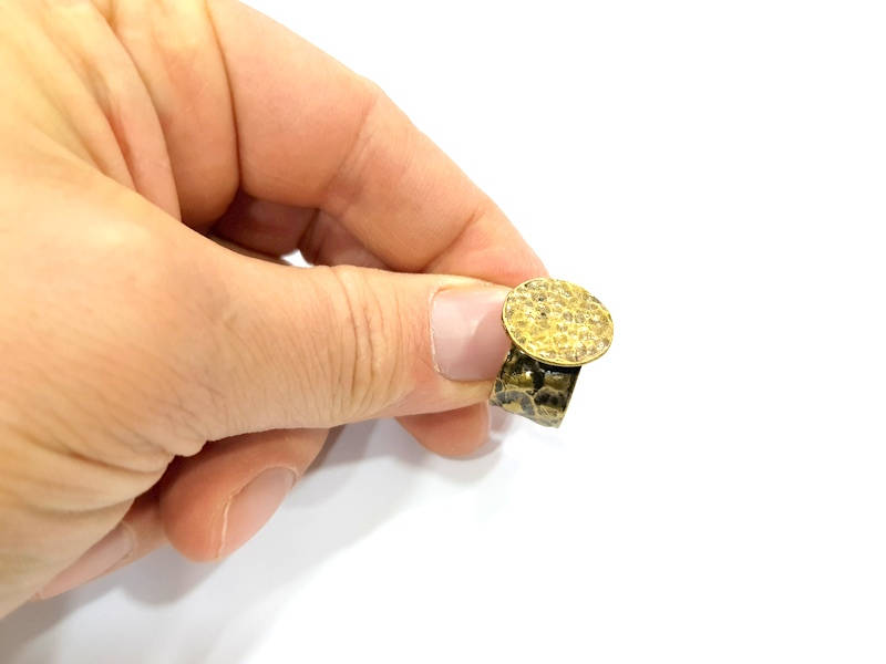 Antique Bronze Ring Blank Ring Setting inlay Blank Mosaic Bezel Base Cabochon Mountings (15mm Blank ) Antique Bronze Plated Brass G11127