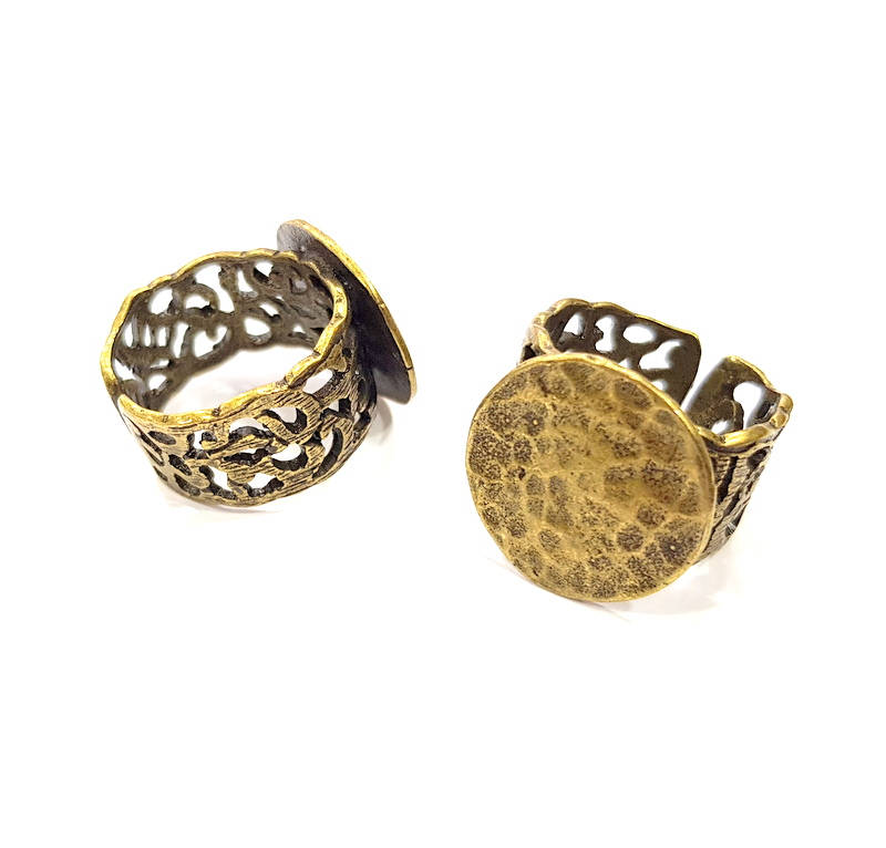 Antique Bronze Ring Blank Ring Setting inlay Blank Mosaic Bezel Base Cabochon Mountings (20mm Blank ) Antique Bronze Plated Brass G11128
