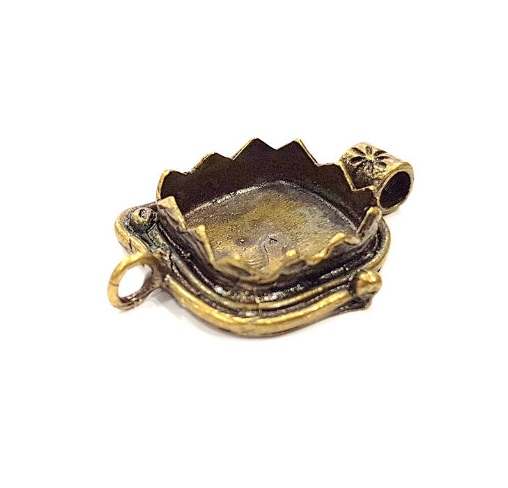 Pendant Blank Antique Bronze inlay Blank Mosaic Blank Resin Bezel Base Setting Mountings Antique Bronze Plated Brass (15x15mm) G11130