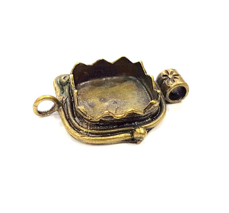 Pendant Blank Antique Bronze inlay Blank Mosaic Blank Resin Bezel Base Setting Mountings Antique Bronze Plated Brass (15x15mm) G11130