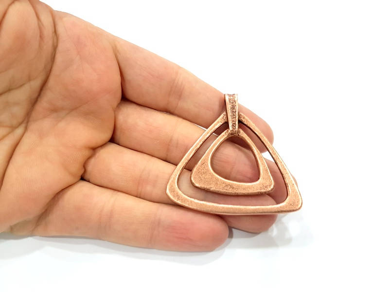 Copper Pendant Triangle Pendant Copper Medallion Pendant Copper Plated Pendant (52x51mm) G9504