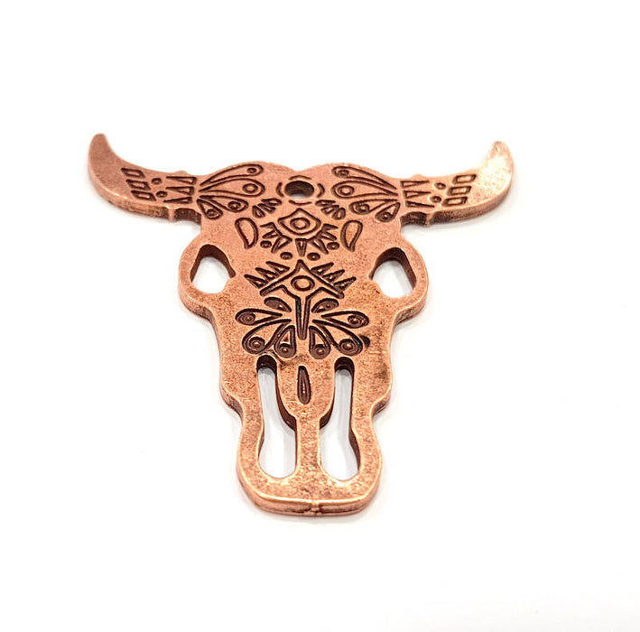 Large Ox Head Skull Pendant Antique Copper Plated Pendant (72x69mm)  G12197