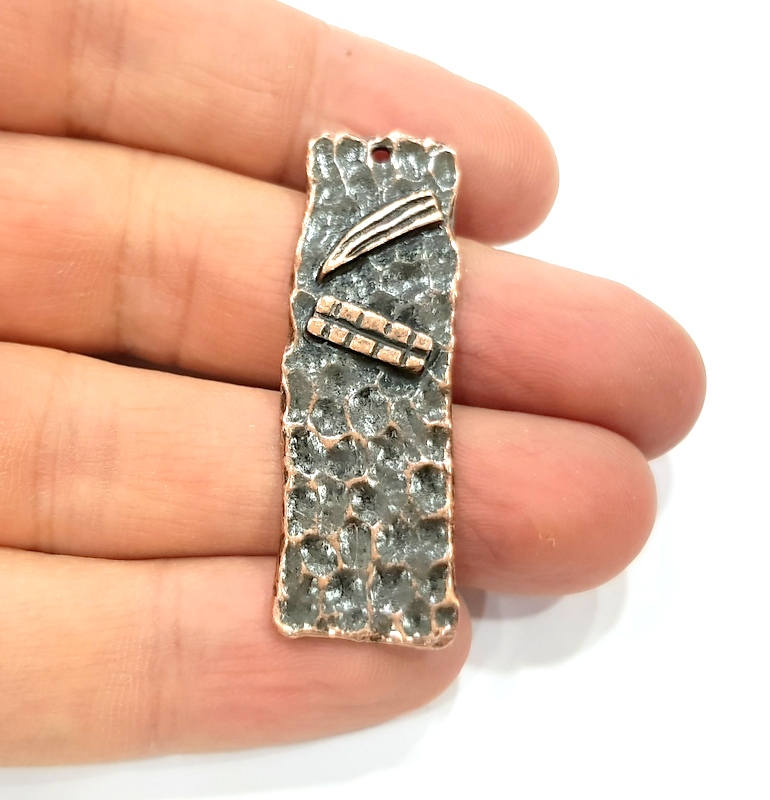 2 Antique Copper Charm Antique Copper Plated Charm (49x15mm) G9508