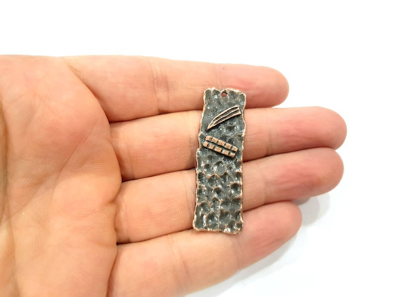 2 Antique Copper Charm Antique Copper Plated Charm (49x15mm) G9508
