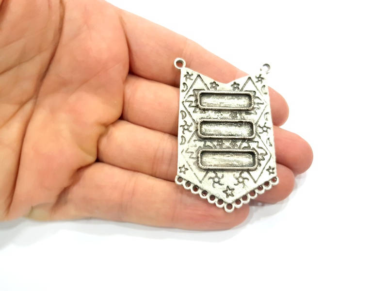 Silver Pendant Blank Antique Silver Plated Pendants (60x38mm)  G9514