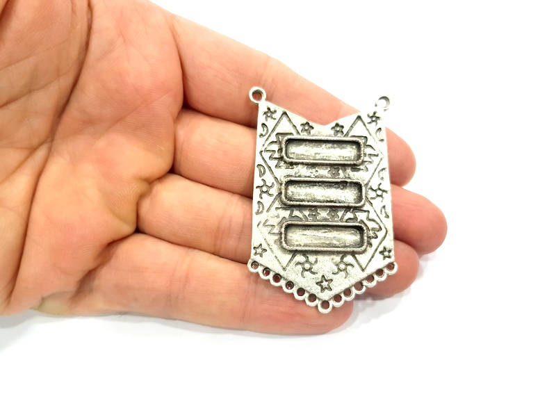 Silver Pendant Blank Antique Silver Plated Pendants (60x38mm)  G9514