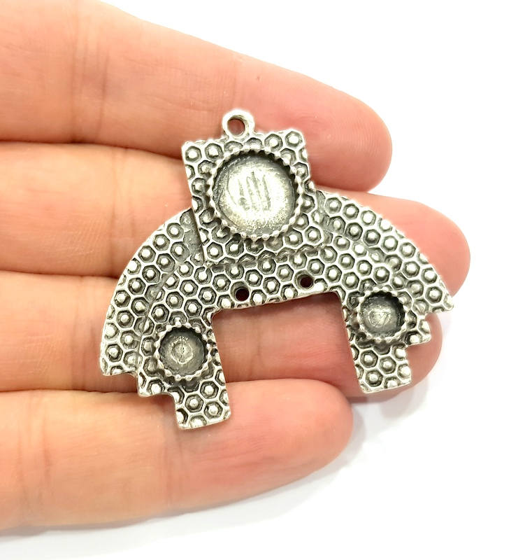 Silver Pendant Blank Antique Silver Plated Pendants (52x45mm)  G9517