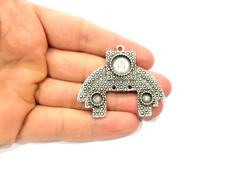 Silver Pendant Blank Antique Silver Plated Pendants (52x45mm)  G9517