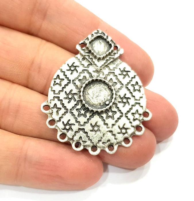 Silver Pendant Blank Antique Silver Plated Pendants (45x37mm)  G9519