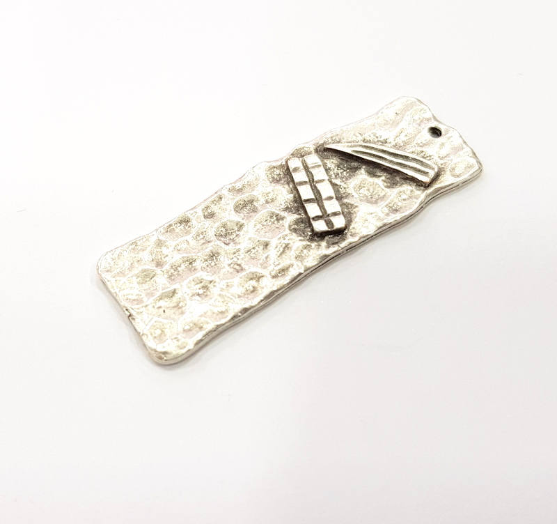 2 Silver Charms Antique Silver Plated Charms (40x15mm) G9523