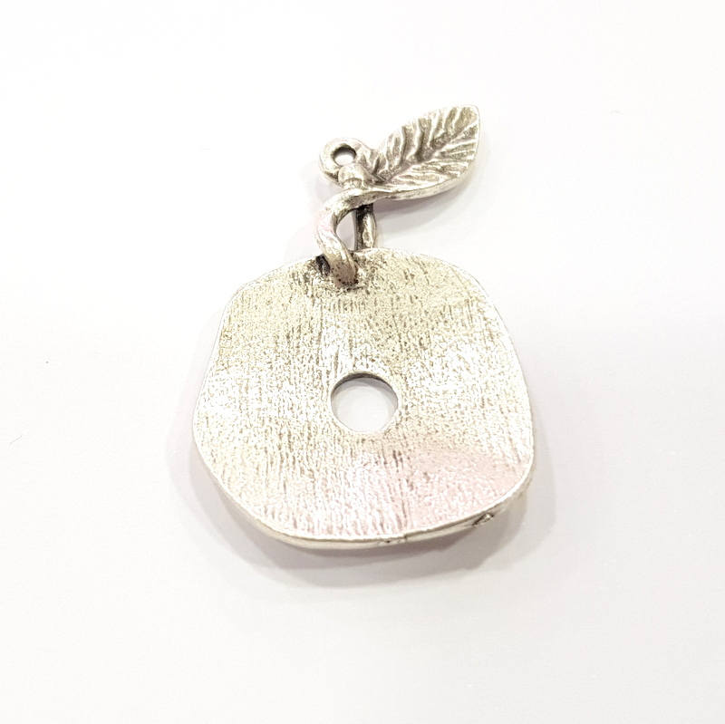 2 Apple Charms Antique Silver Plated Charms (38x24mm) G9524