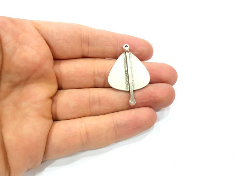 2 Silver Charms Antique Silver Plated Charms (39x26mm) G9525