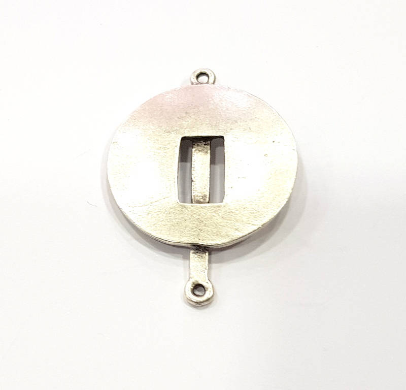 20 Silver Charms Antique Silver Plated Connector (41x29mm) G9527