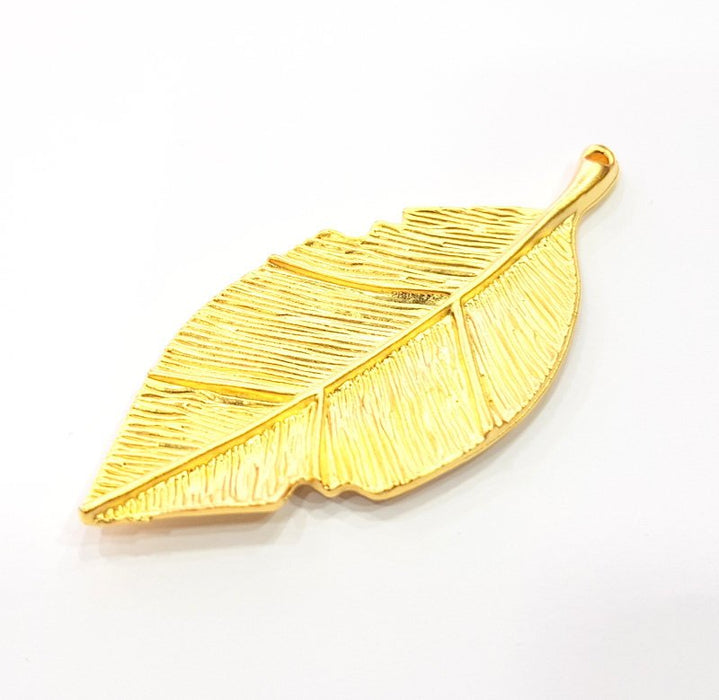 Leaf Pendant Gold Pendant Gold Plated Metal (78x34mm)  G11134