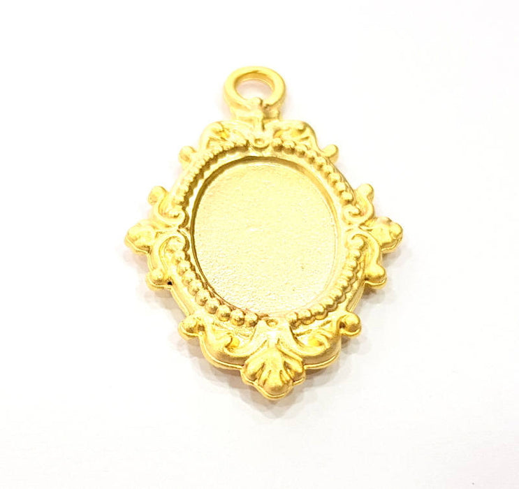 Pendant Blank Gold Pendant Gold Plated Metal (38x24mm)  G11138