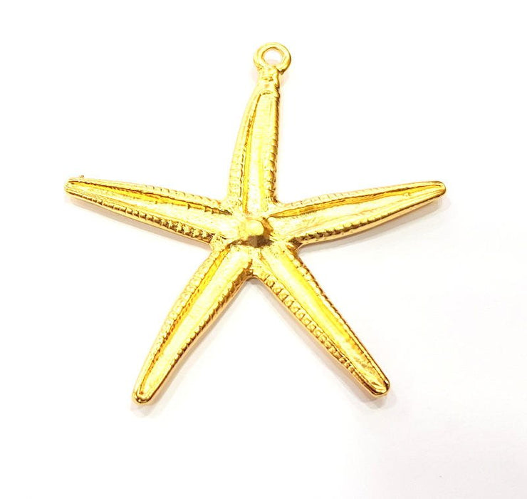 Large Starfish Pendant Gold Pendant Gold Plated Metal (67mm)  G11139