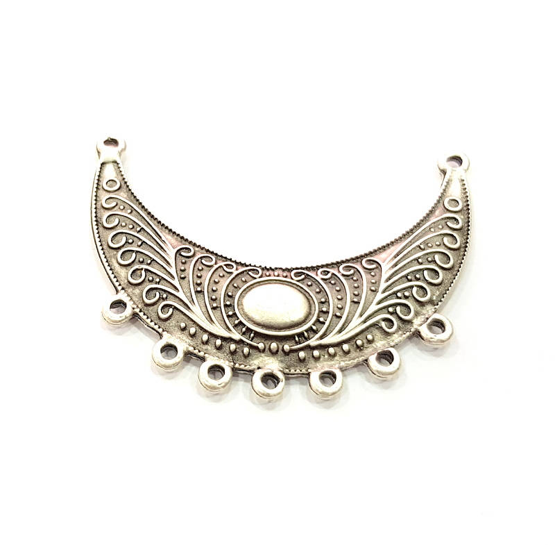 Silver Connector Pendant Antique Silver Plated Metal (50x36mm) G11158