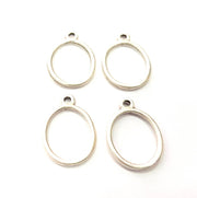 10 Oval Charm Silver Charms Antique Silver Plated Metal (21x15mm) G13729