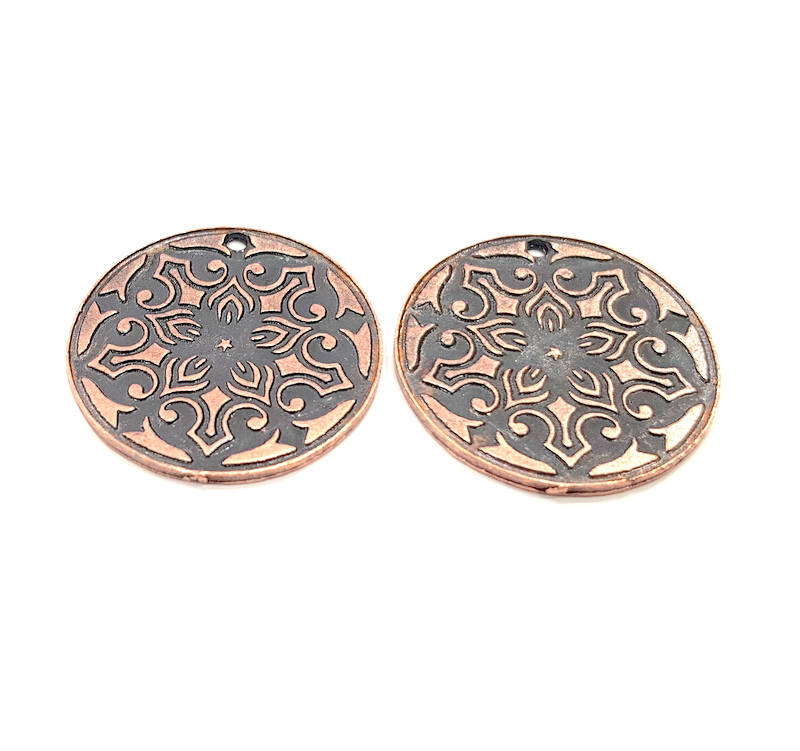 2 Copper Charm Antique Copper Charm Antique Copper Plated Metal (30mm) G11271