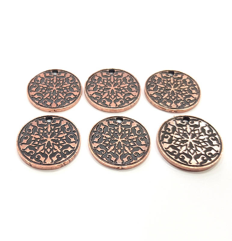 6 Copper Charm Antique Copper Charm Antique Copper Plated Metal (20mm) G11275