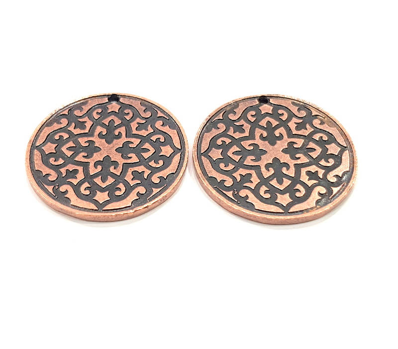 2 Copper Charm Antique Copper Charm Antique Copper Plated Metal (30mm) G11277