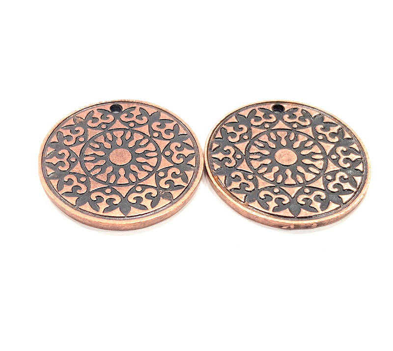 2 Copper Charm Antique Copper Charm Antique Copper Plated Metal (30mm) G11279