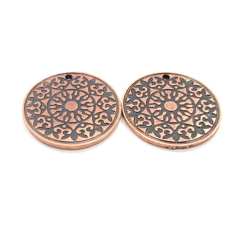2 Copper Charm Antique Copper Charm Antique Copper Plated Metal (30mm) G11279