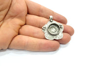 2 Silver Pendant Blank Antique Silver Plated Cabochon Base ,Findings,Pendant  G9549