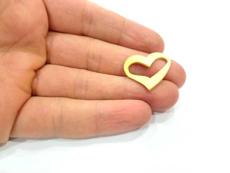 2 Heart Charms Connector Gold Plated Metal (25x20mm)  G11322