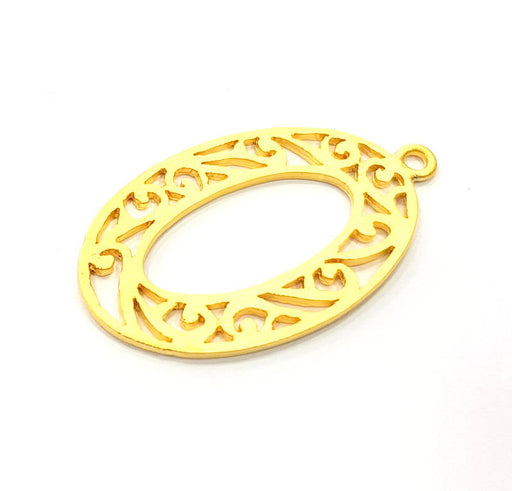 Oval Frame Pendant Gold Pendant Gold Plated Metal (48x29mm)  G11327