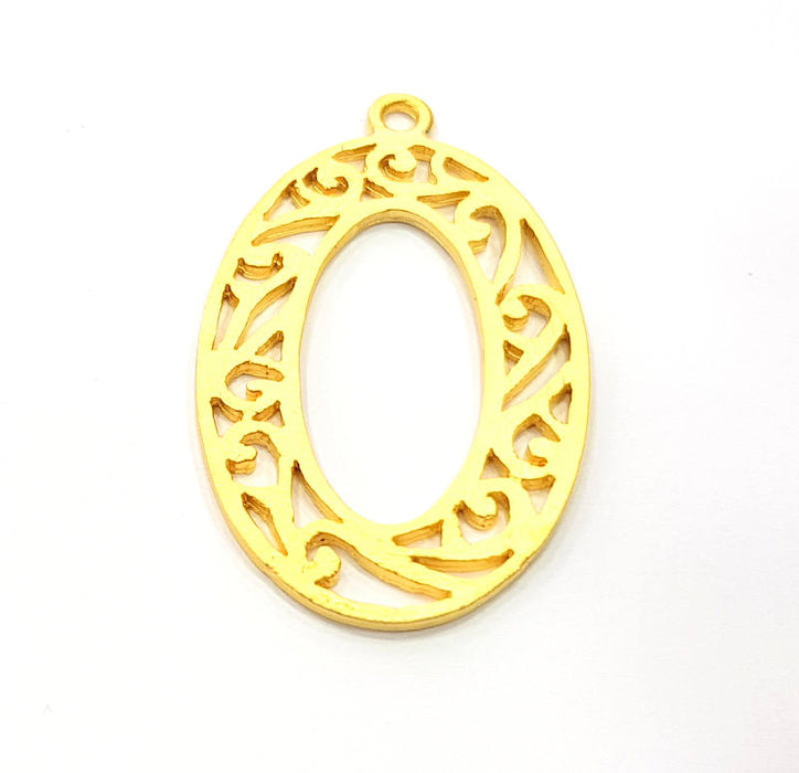 Oval Frame Pendant Gold Pendant Gold Plated Metal (48x29mm)  G11327