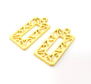 2 Rectangle Charms Gold Charms Gold Plated Metal (30x14mm)  G15858