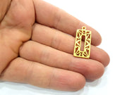 2 Rectangle Charms Gold Charms Gold Plated Metal (30x14mm)  G15858