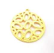 2 Textured Oval Charms Gold Plated Metal (36mm)  G11339