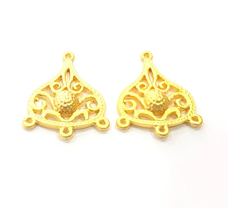2 Gold Connector Gold Plated Metal (36x27mm)  G11340
