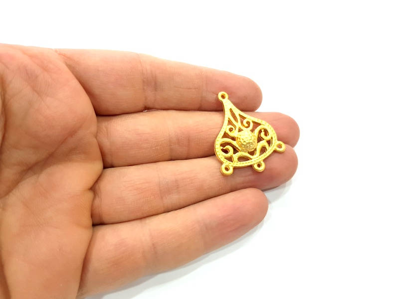 2 Gold Connector Gold Plated Metal (36x27mm)  G11340