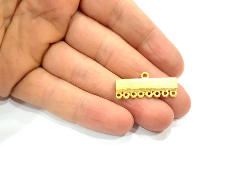 2 Gold End Bar Connector Gold Plated Metal (30x10mm)  G11342