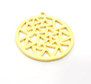 2 Textured Triangle Charms Gold Plated Metal (36mm)  G11343
