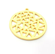 2 Textured Triangle Charms Gold Plated Metal (36mm)  G11343