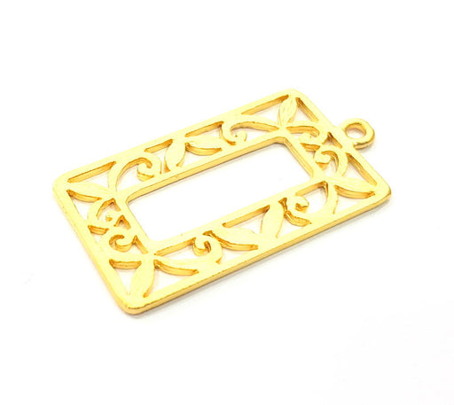 2 Rectangle Charms Gold Charms Gold Plated Metal (46x24mm)  G11344