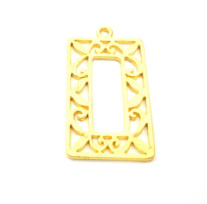 2 Rectangle Charms Gold Charms Gold Plated Metal (46x24mm)  G11344