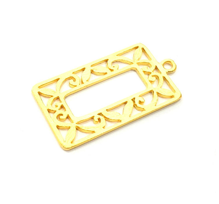 2 Rectangle Charms Gold Charms Gold Plated Metal (46x24mm)  G11344