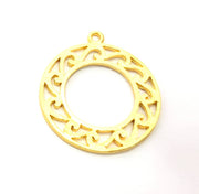 2 Circle Frame Charm Gold Charms Gold Plated Metal (35mm)  G11345